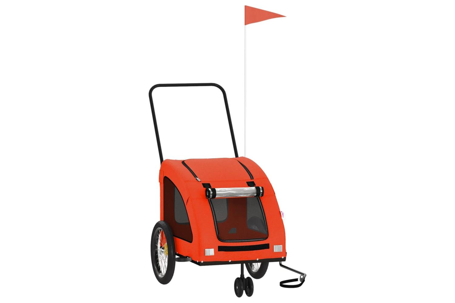 Vidaxl Pet Bike Trailer Orange And Grey Oxford Fabric And Iron