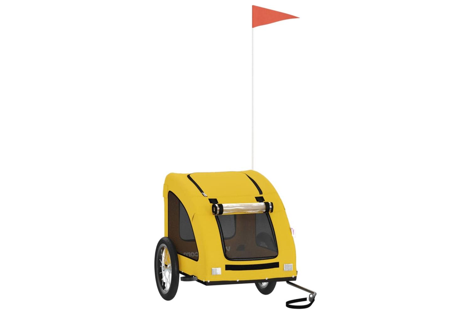 Vidaxl Pet Bike Trailer Yellow Oxford Fabric And Iron