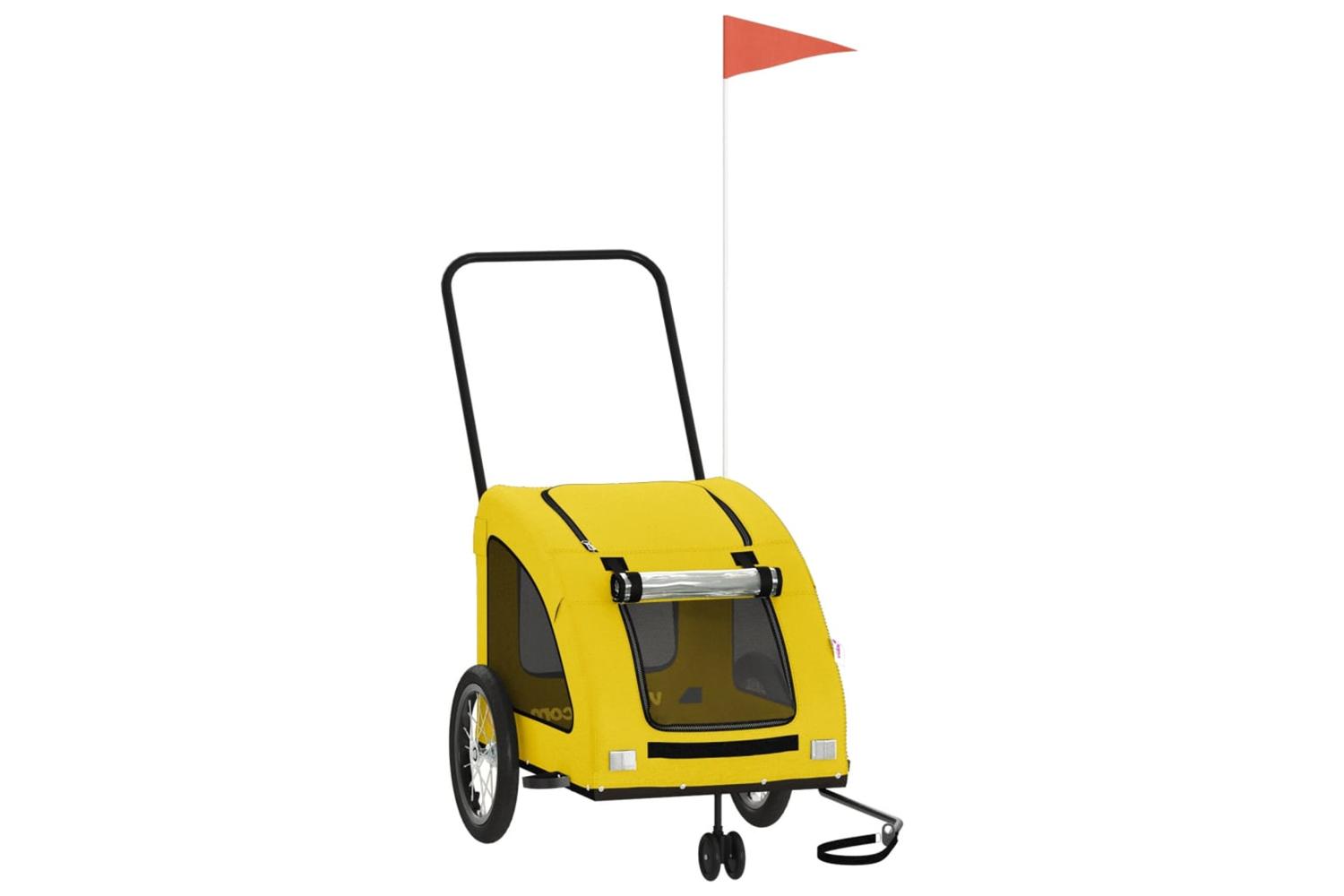 Vidaxl Pet Bike Trailer Yellow Oxford Fabric And Iron