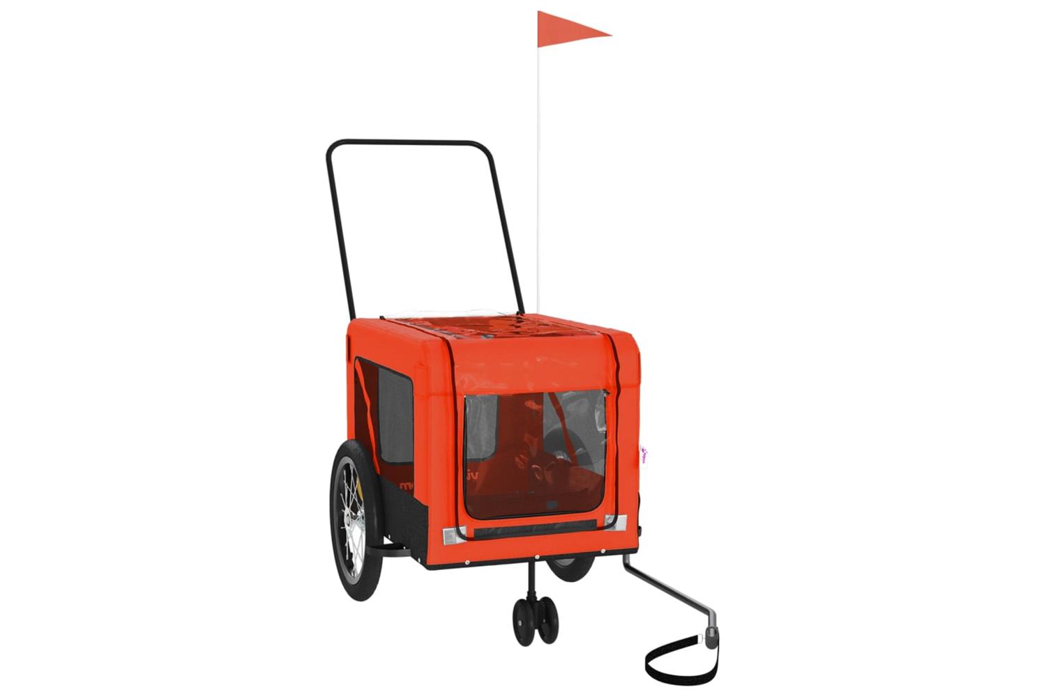 Vidaxl Pet Bike Trailer Orange And Black Oxford Fabric And Iron