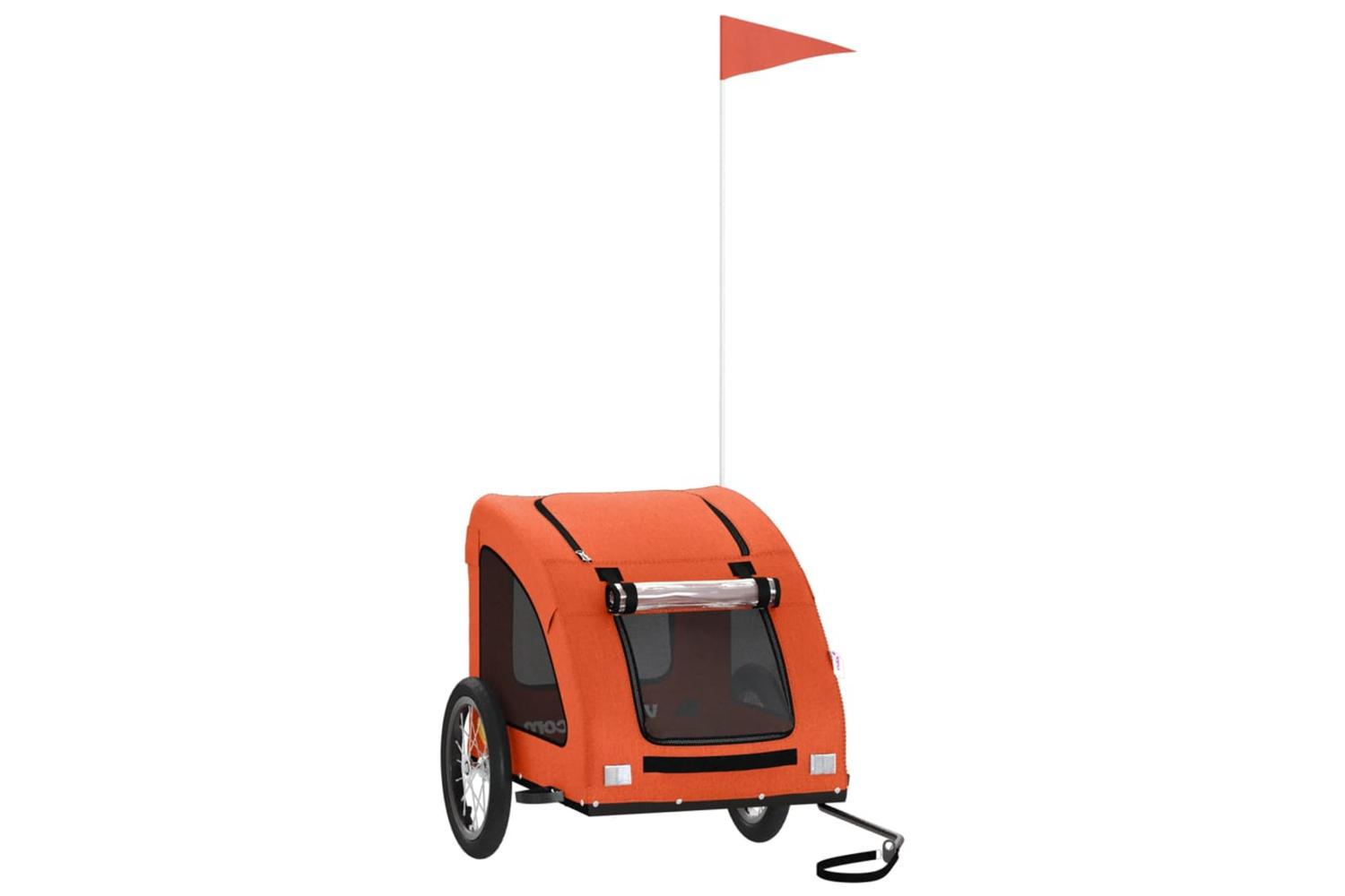Vidaxl Pet Bike Trailer Orange Oxford Fabric And Iron