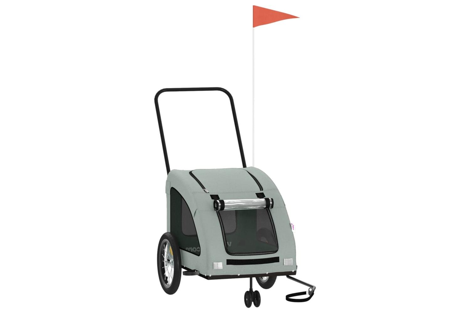 Vidaxl Pet Bike Trailer Grey Oxford Fabric And Iron