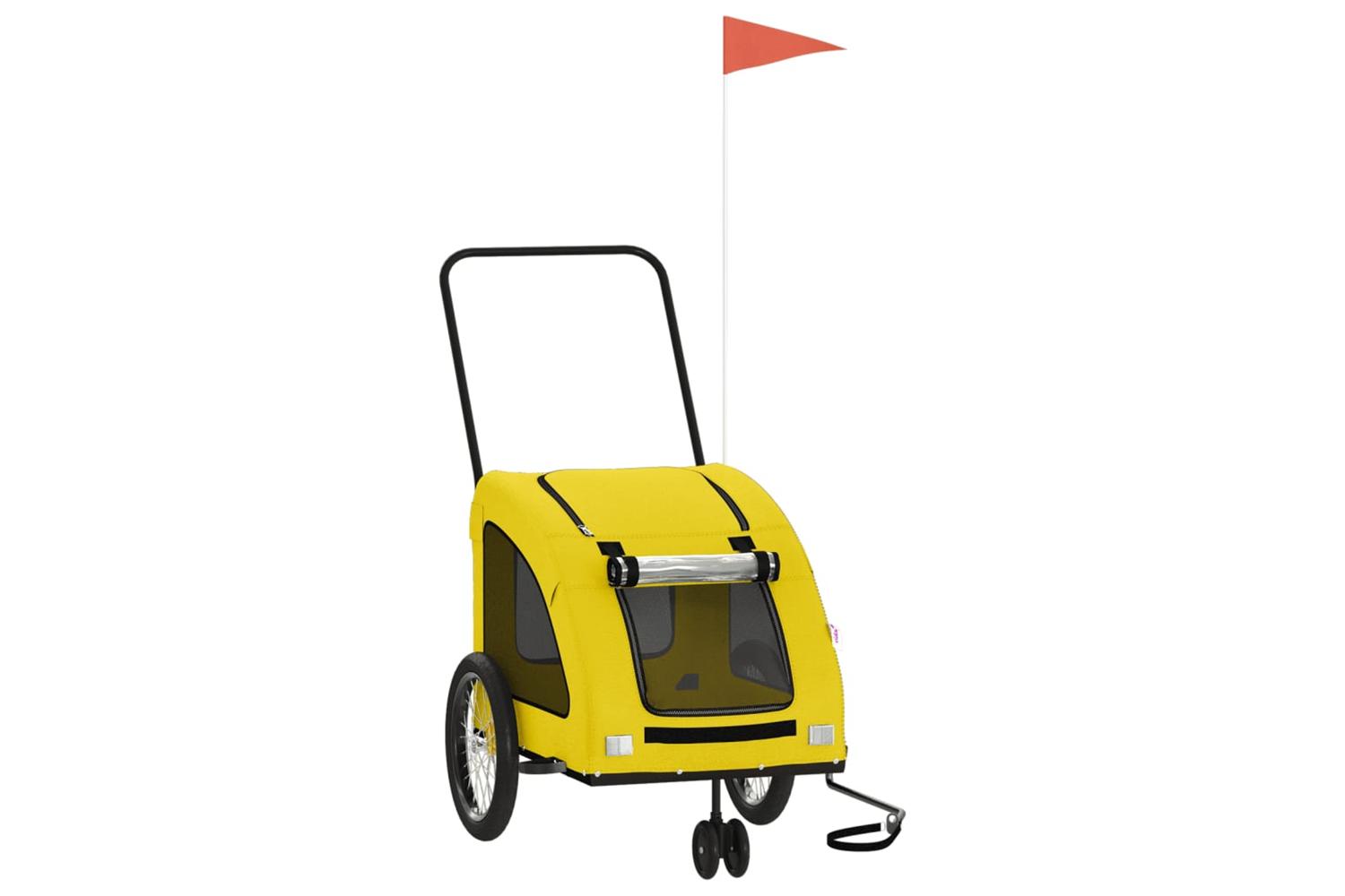 Vidaxl Pet Bike Trailer Yellow Oxford Fabric And Iron