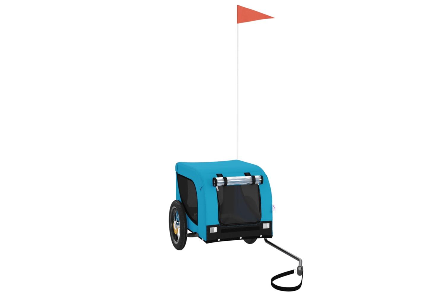 Vidaxl Pet Bike Trailer Blue And Black Oxford Fabric And Iron