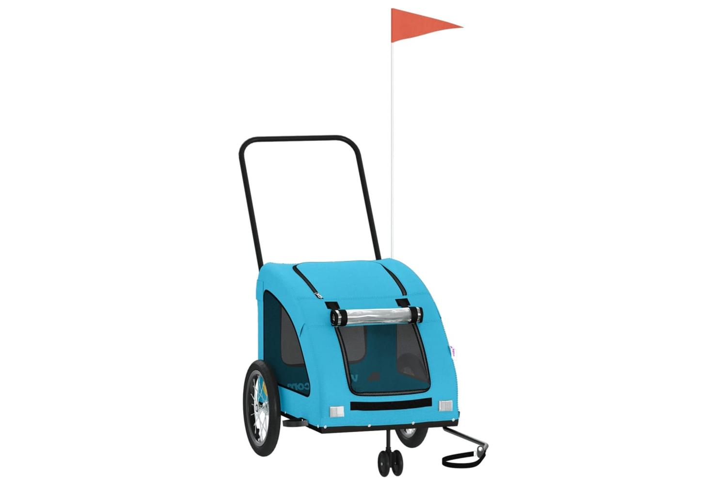 Vidaxl Pet Bike Trailer Blue Oxford Fabric And Iron