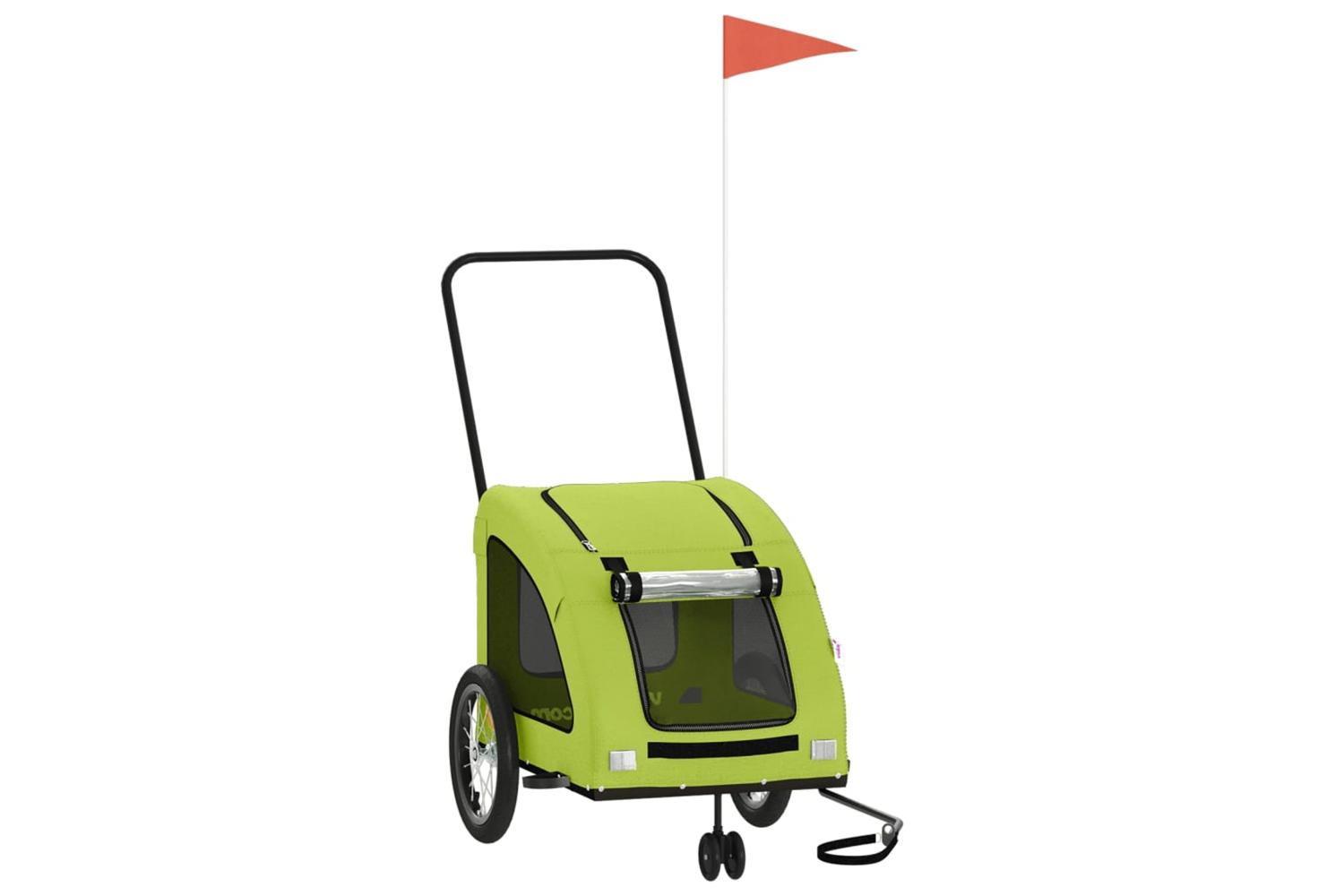 Vidaxl Pet Bike Trailer Green Oxford Fabric And Iron