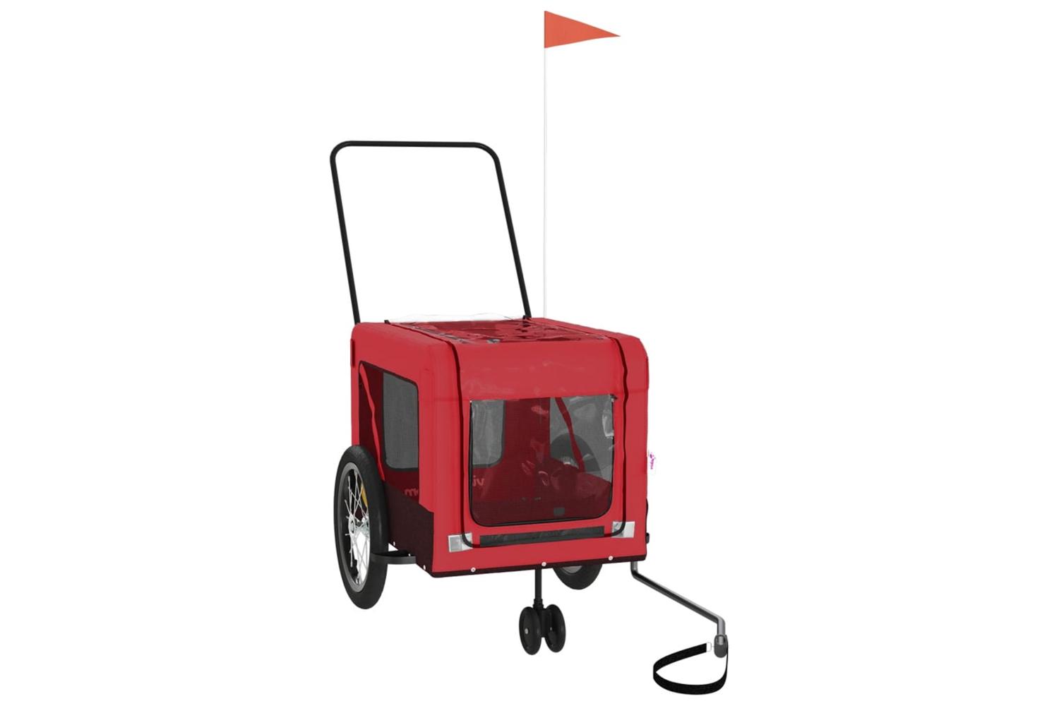 Vidaxl Pet Bike Trailer Red And Black Oxford Fabric And Iron