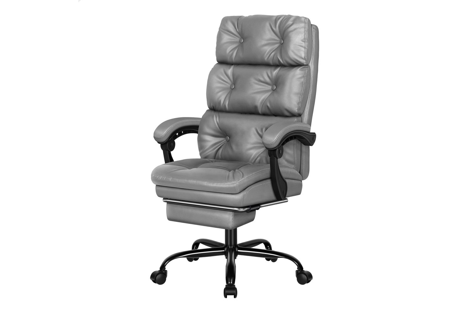 Alfordson Office Chair Double Layer Desk Chair | High Back Swivel | Faux Leather | Grey