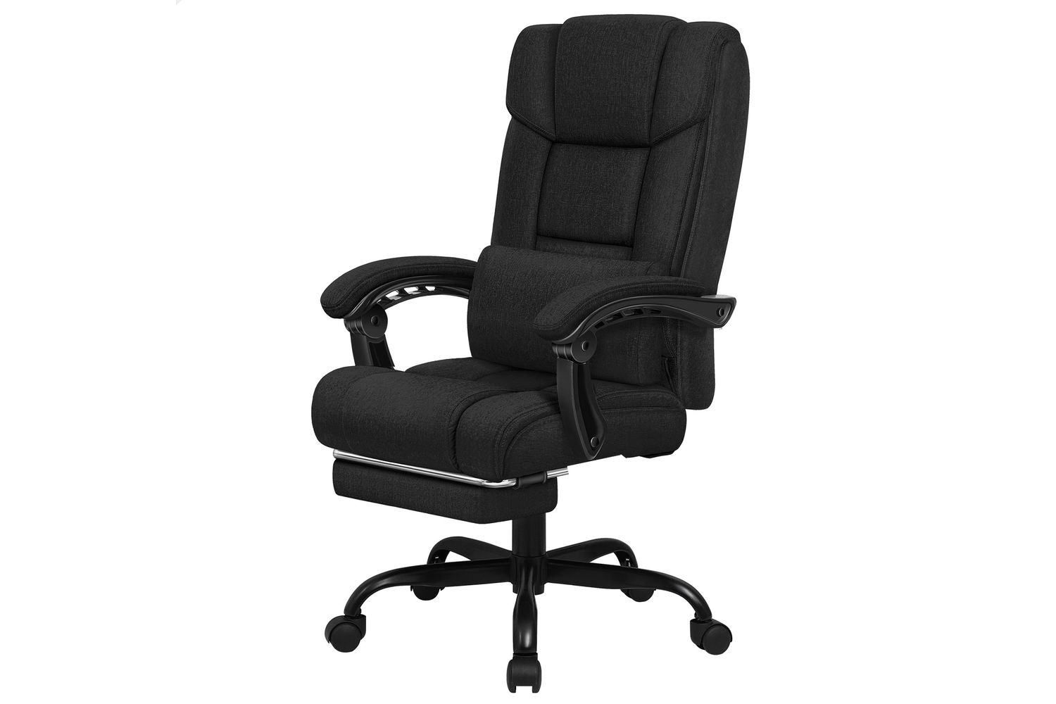 Alfordson Office Chair Desk Chair With Adjustable Lumbar Support | Swivel Chair With High Backrest And Footrest | Fabric Black | Large