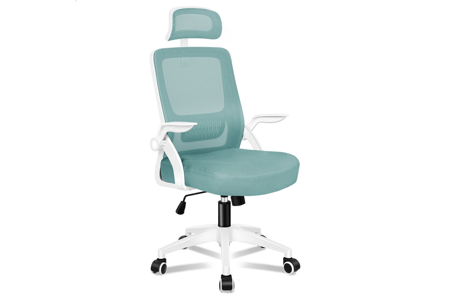 Alfordson Office Chair With Lumbar Support | Mesh | Adjustable Headrest | Cyan