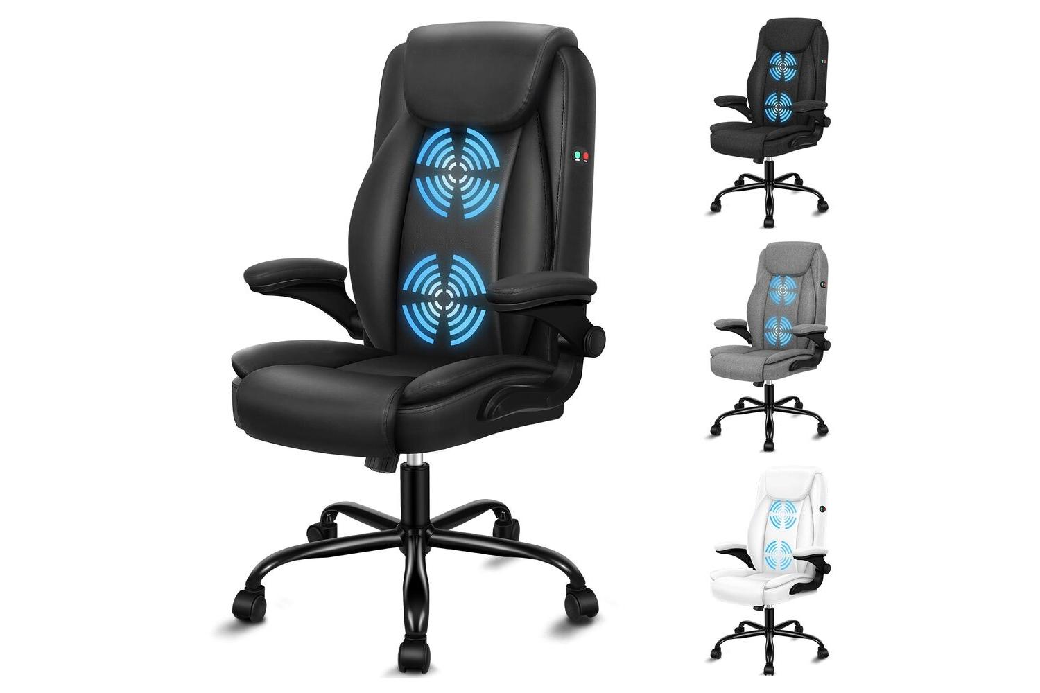 Alfordson Massage Office Chair | Ergonomic Computer Armchair | Faux Leather | Black