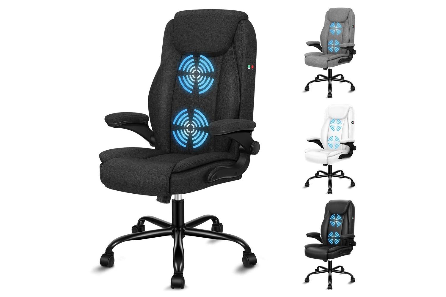 Alfordson Massage Office Chair | Ergonomic Computer Armchair | Faux Leather & Fabric | Black