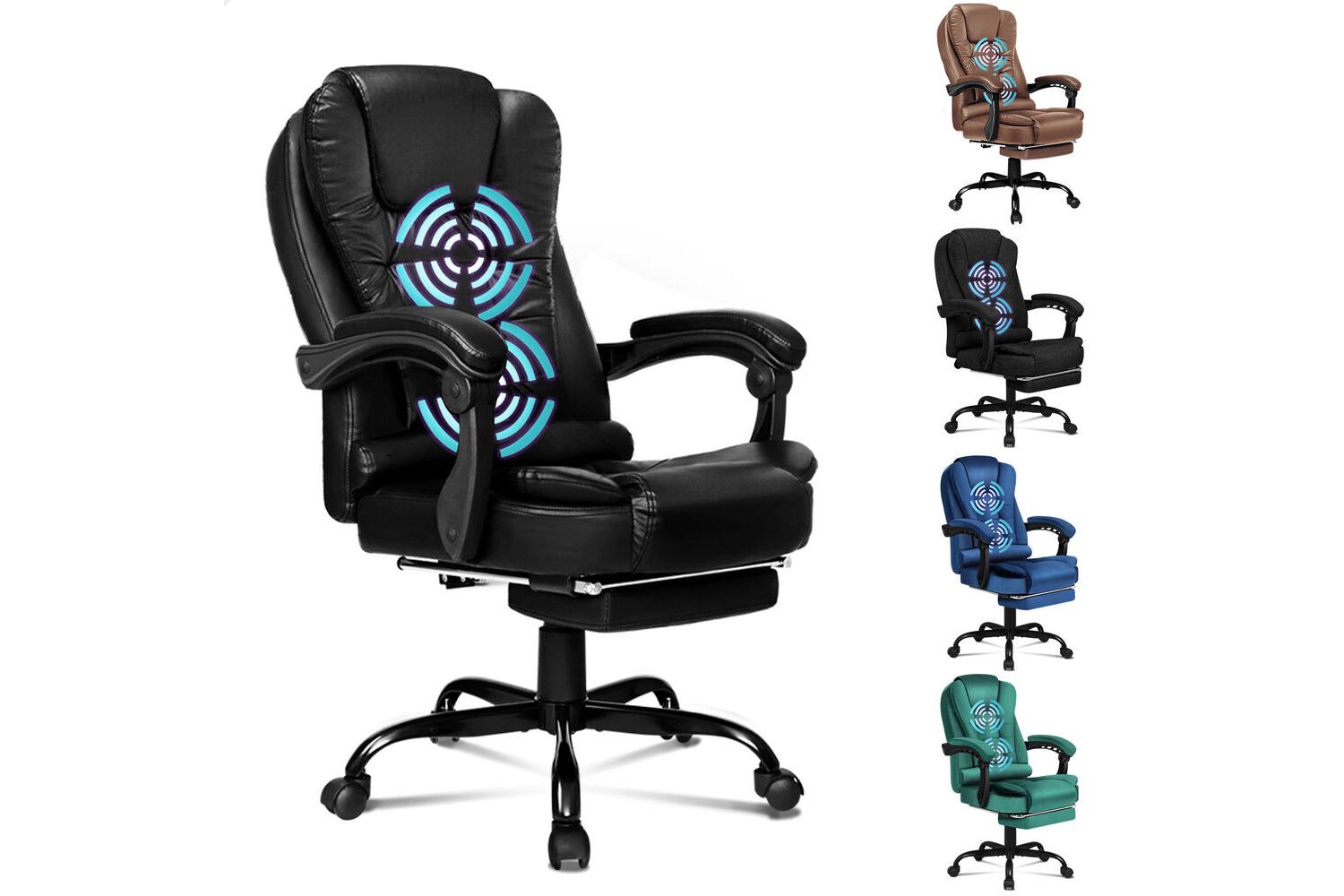 Alfordson Ergonomic Office Chair With Massage Footrest | Executive Desk Chair | Faux Leather | Black