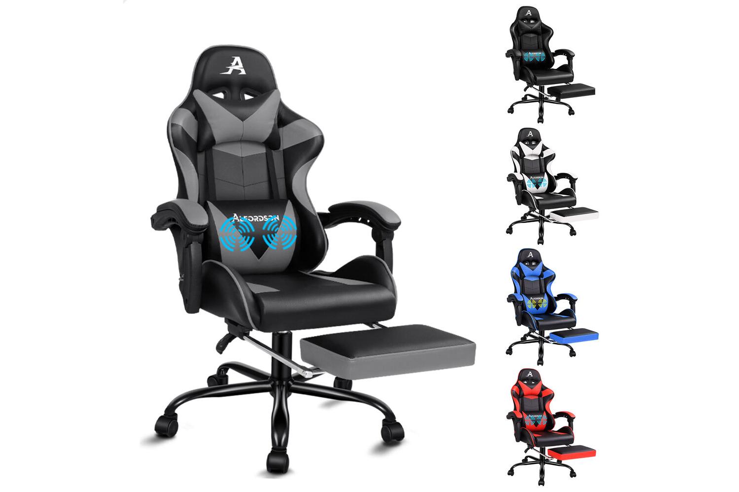 Alfordson Video Game Chair Ergonomic Office Chair | Pu Leather | Grey