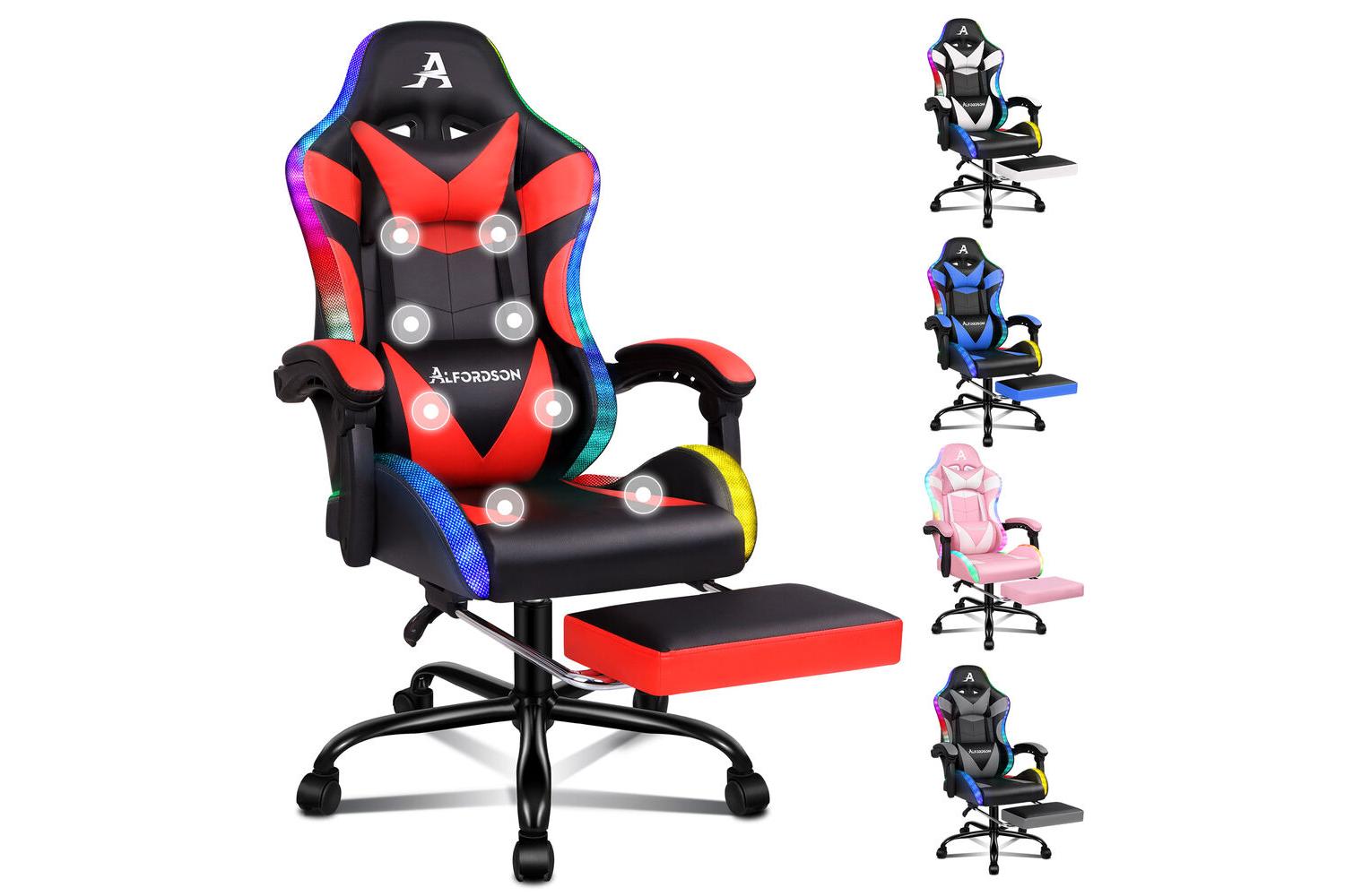 Alfordson Gaming Massage Chair | Massage Racing Chair | Pu Leather | Red