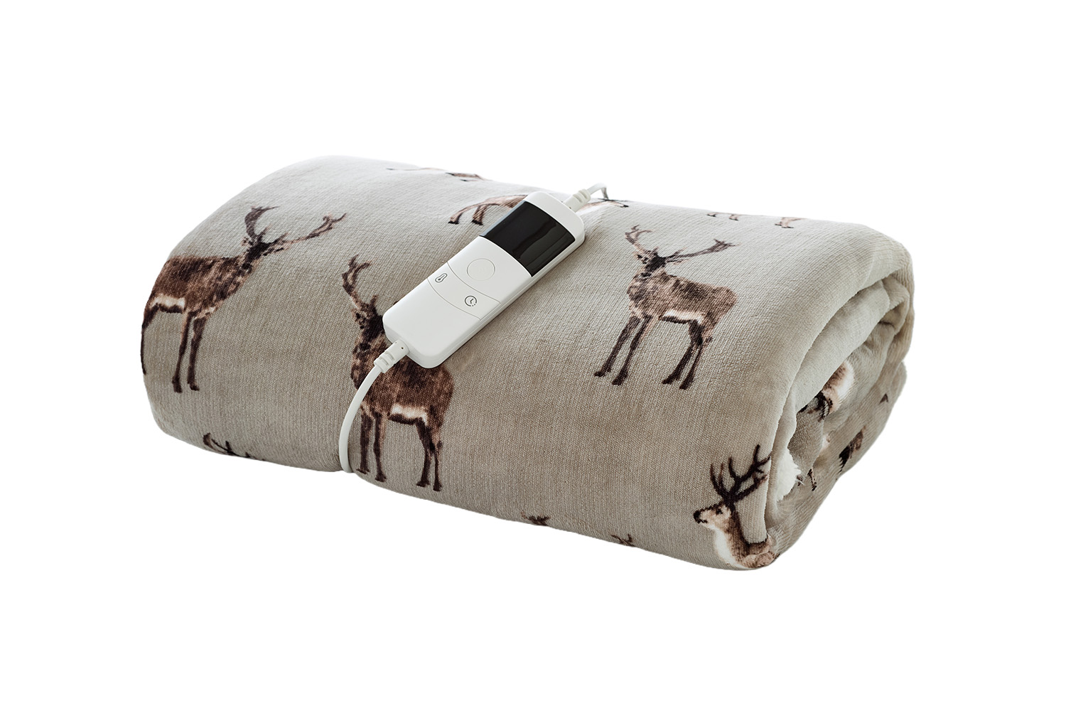 Sterling Stag Heated Throw | Mocha | 140 x 180 cm