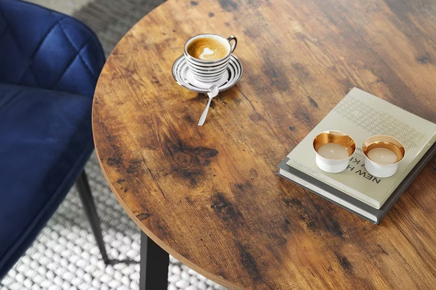 Vasagle Round Dining Table | Rustic Brown