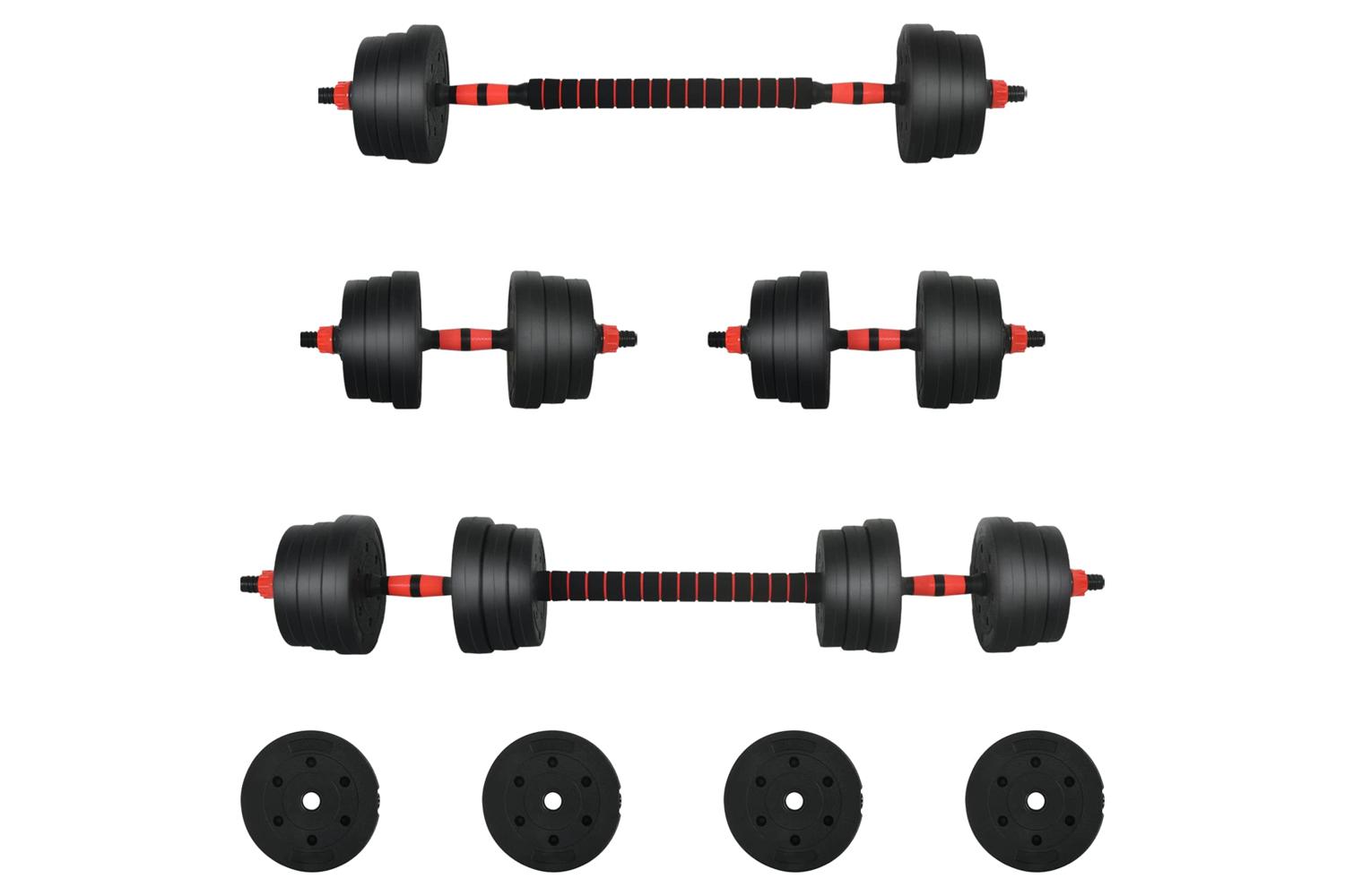 Vidaxl 2-in-1 Dumbbell Set Black And Red 121 X 19.5 X 19.5 Cm