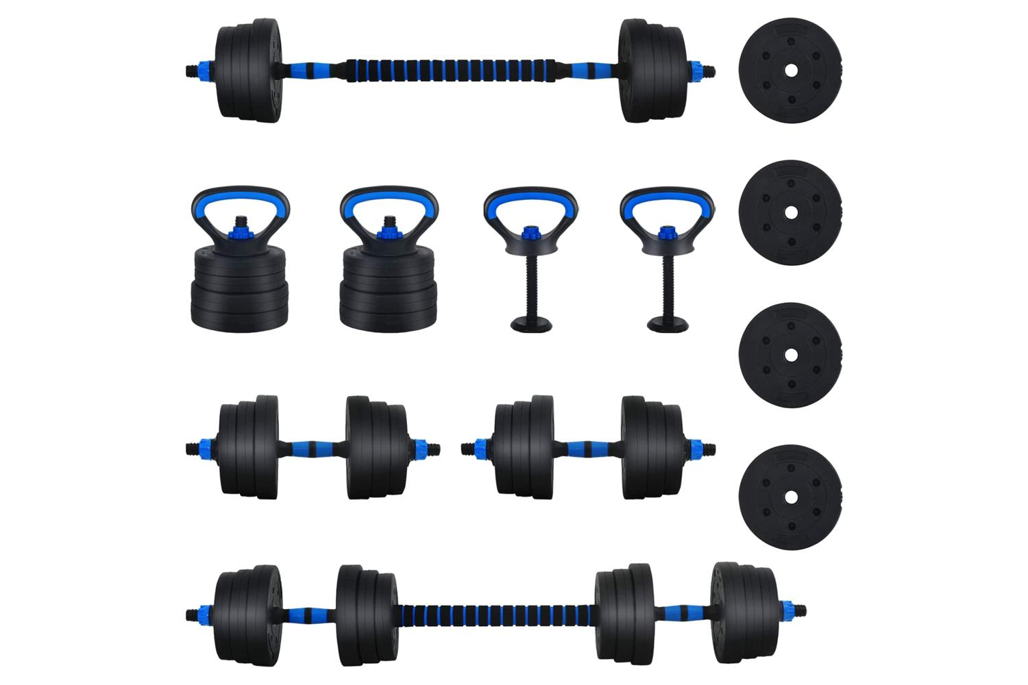 Vidaxl 4-in-1 Dumbbell Set Black And Blue 121 X 19.5 X 19.5 Cm