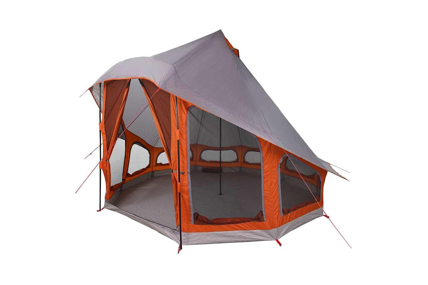 Vidaxl Family Tipi Tent Folding Grey And Orange 404 X 370 X 270 Cm