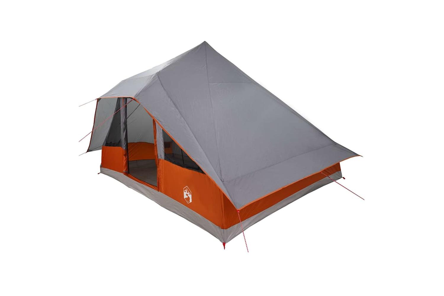 Vidaxl Tipi Tent With Roof Grey And Orange 364 X 281 X 257 Cm Taffeta