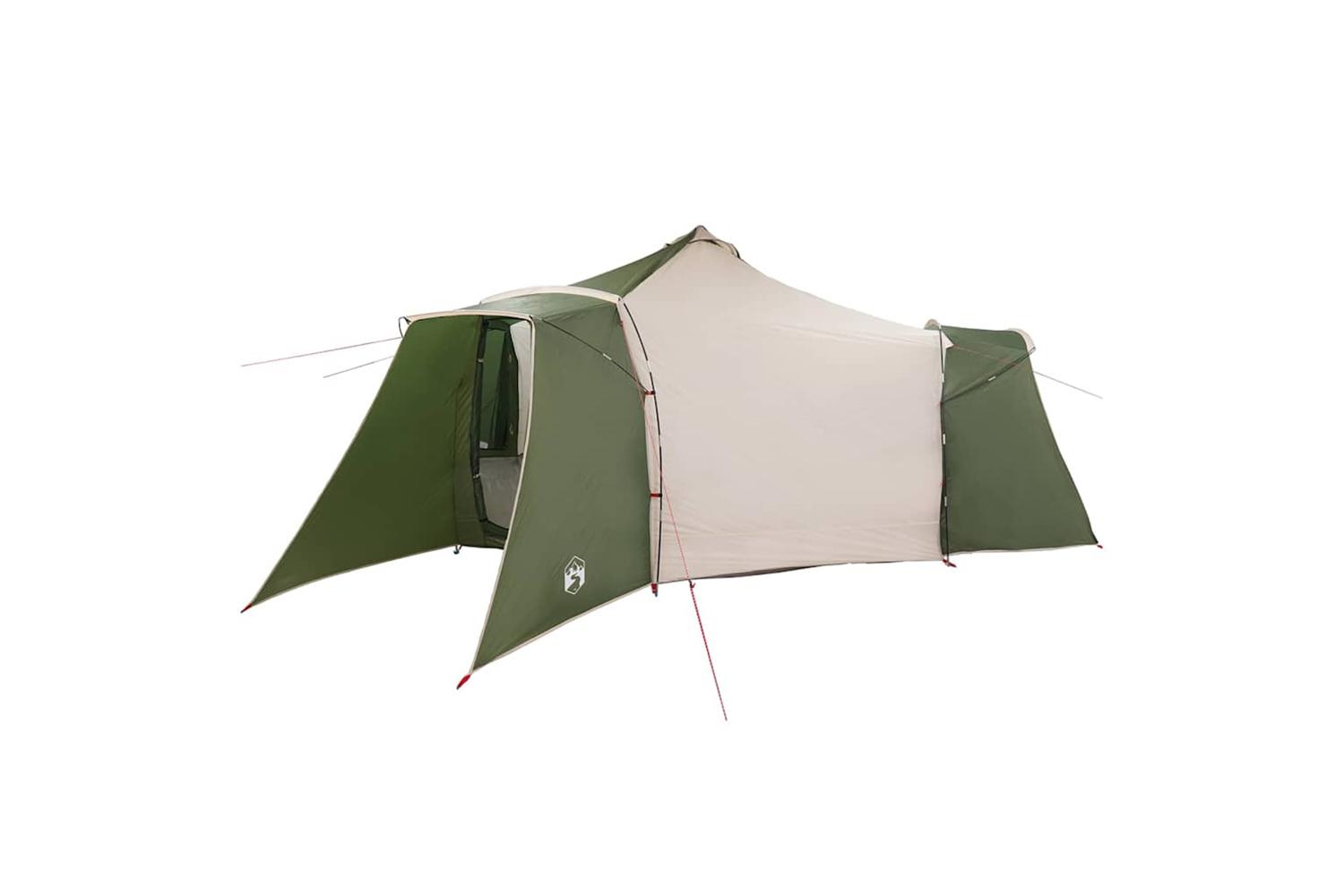 Vidaxl Tipi Tent With Roof Green And Beige 492 X 492 X 275 Cm Fabric
