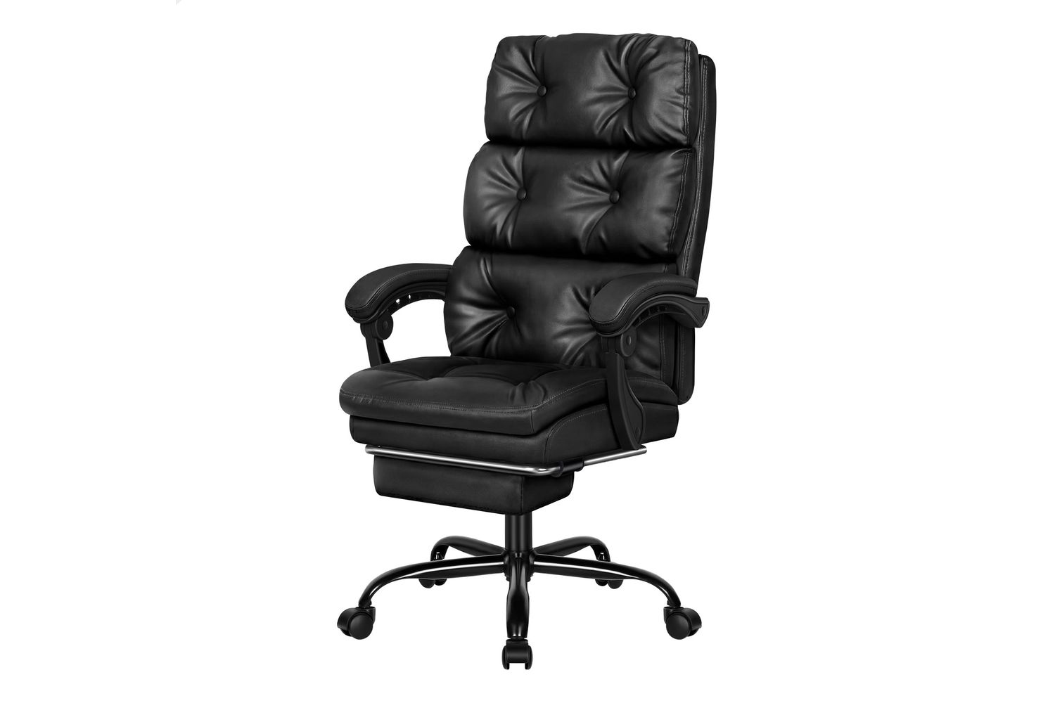 Elfordson Office Chair With Dual Paddings | Executive Desk Chair | Pu Leather | Black