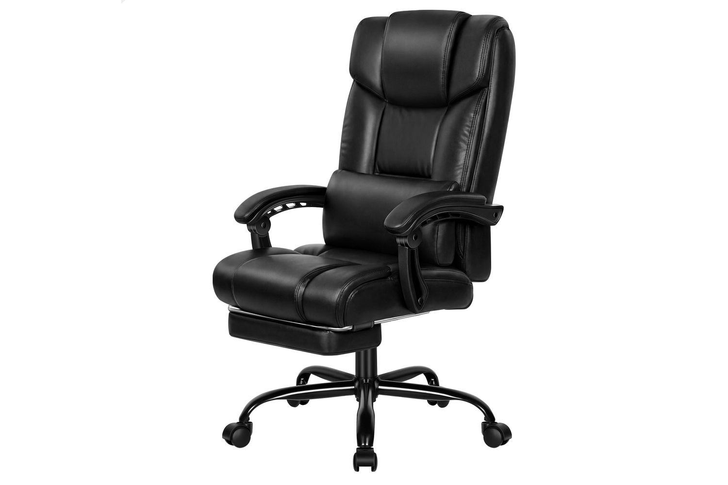 Elfordson Office Chair With Lumbar Cushion | Ergonomic Gaming Chair | Pu Leather | Black