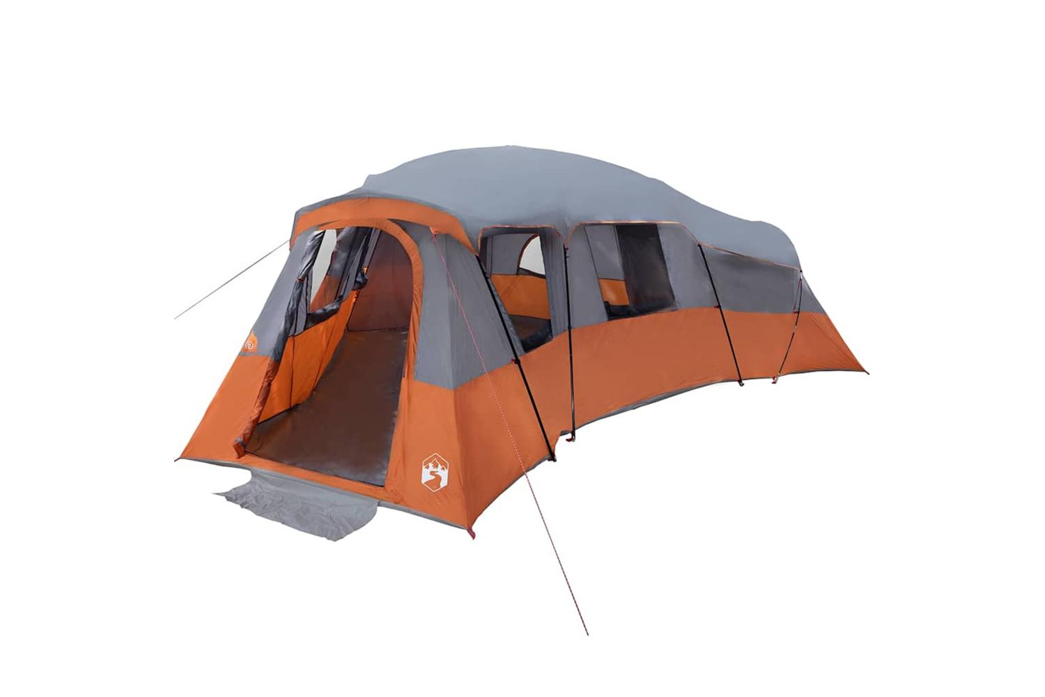 Vidaxl Family Tent Grey And Orange 762 X 655 X 218 Cm Taffeta