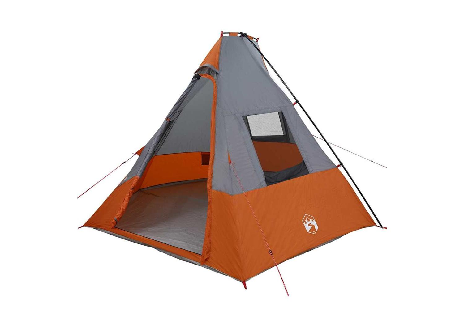 Vidaxl Tipi Tent With Roof Grey And Orange 383 X 338 X 217 Cm Taffeta
