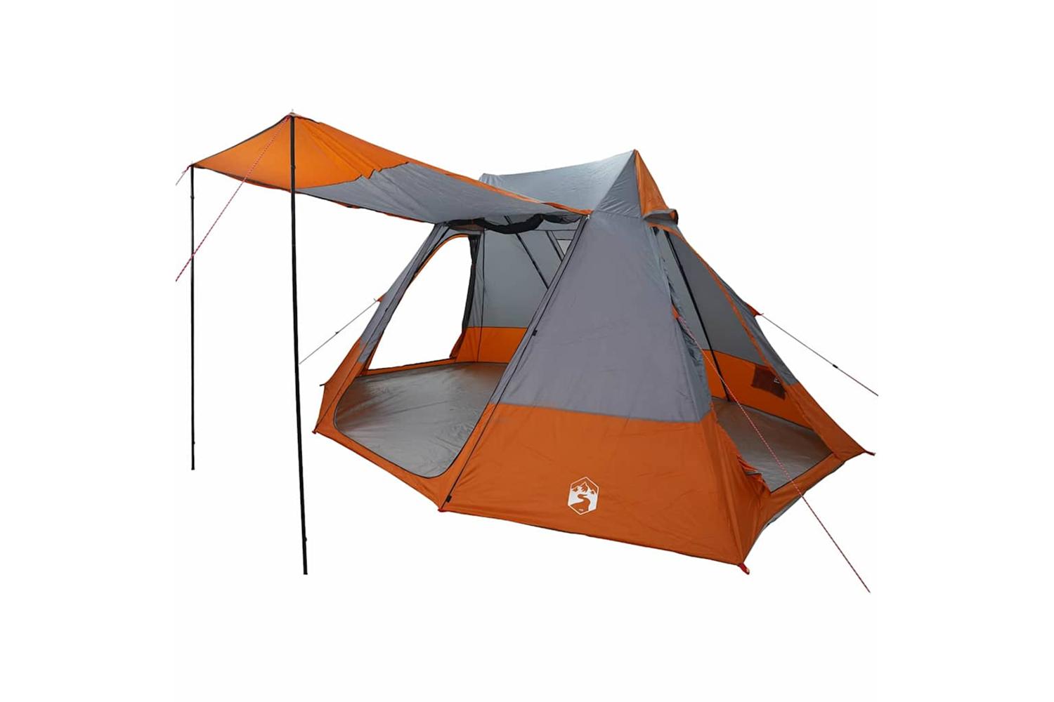 Vidaxl Camping Tent Grey And Orange 482 X 360 X 227 Cm Taffeta