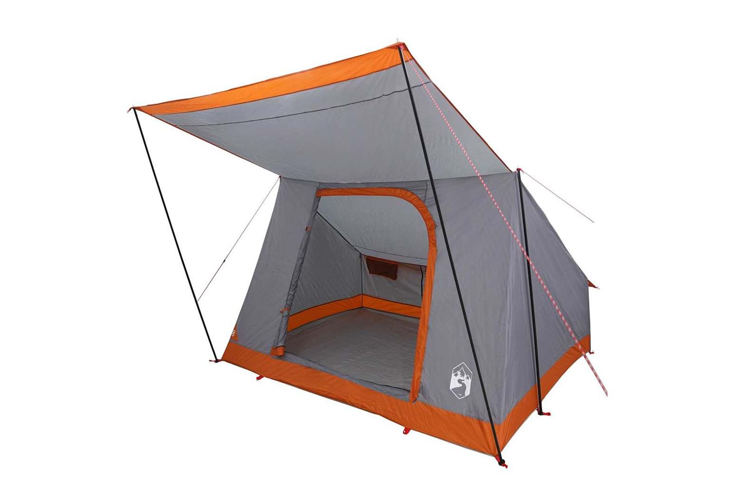 Vidaxl Camping Tent Grey And Orange 223 X 163 X 130 Cm Taffeta
