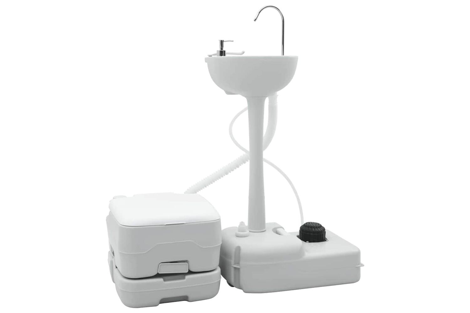 Vidaxl Camping Toilet Set 2 Pcs Grey And White