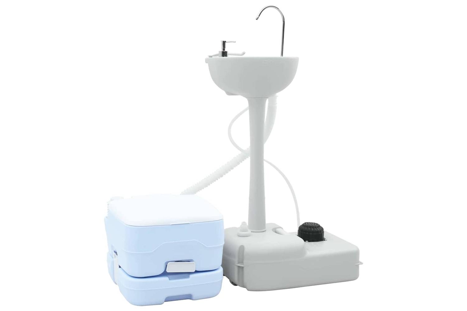 Vidaxl Camping Toilet Set 2 Pcs Blue And White