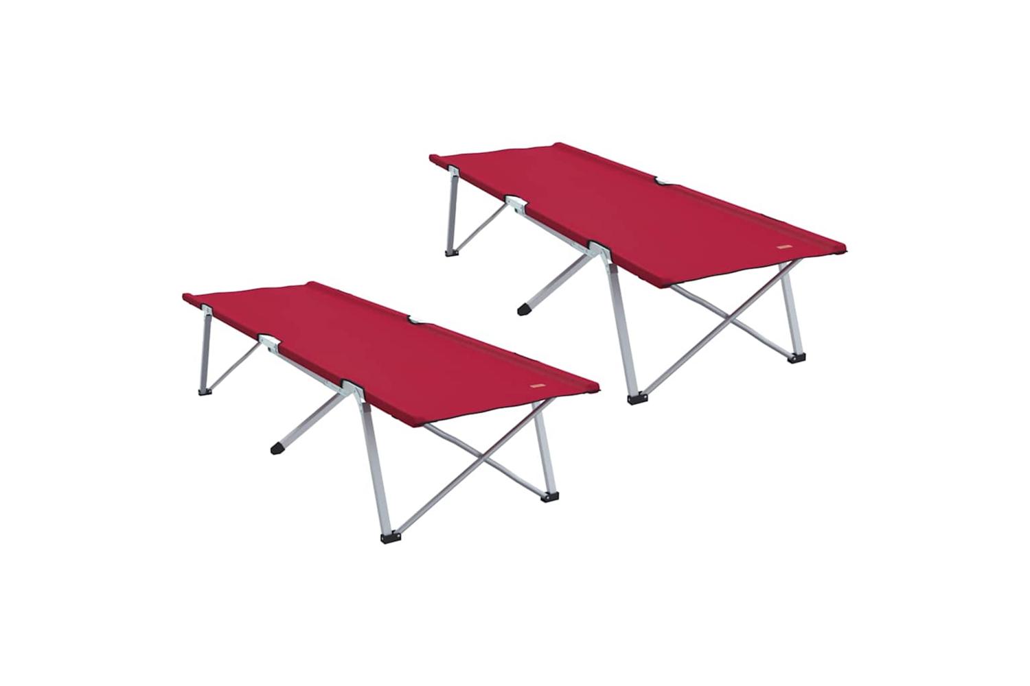 Vidaxl Folding Camping Bed Folding 2 Pcs Red 194 X 62.5 X 42.5 Cm