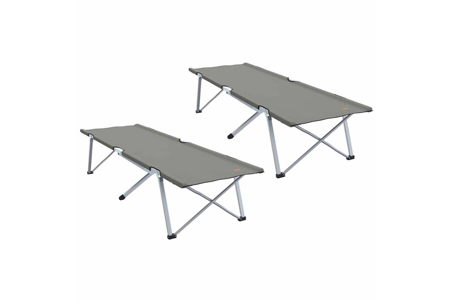 Vidaxl Folding Camping Bed Folding 2 Pcs Grey 194 X 62.5 X 42.5 Cm