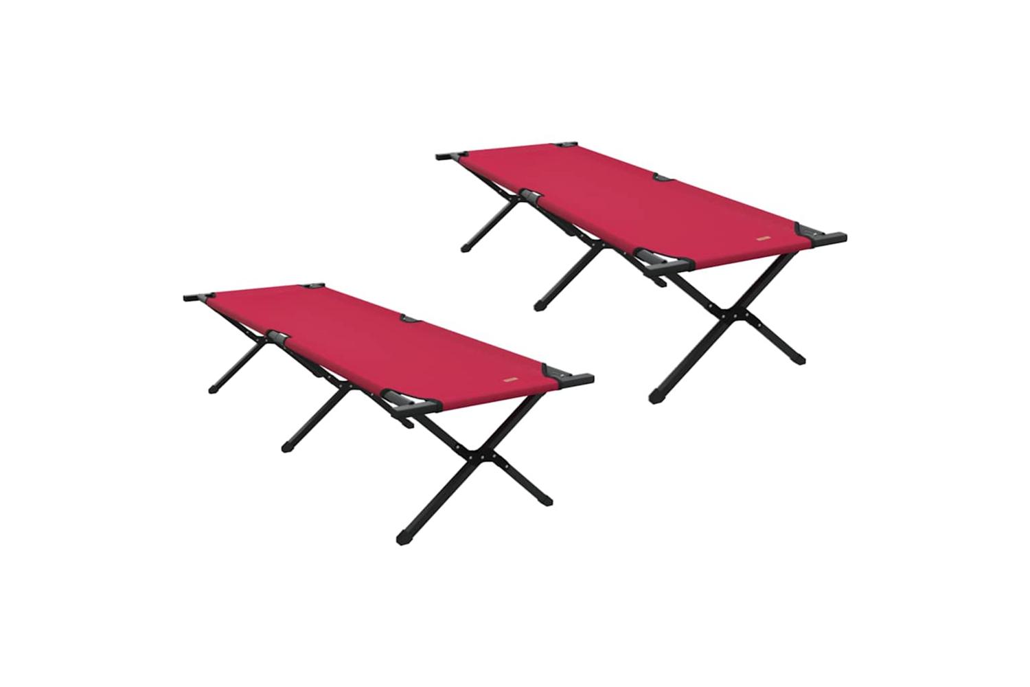 Vidaxl Folding Camping Bed 2 Pcs Red 193 X 69 X 45 Cm Oxford Fabric