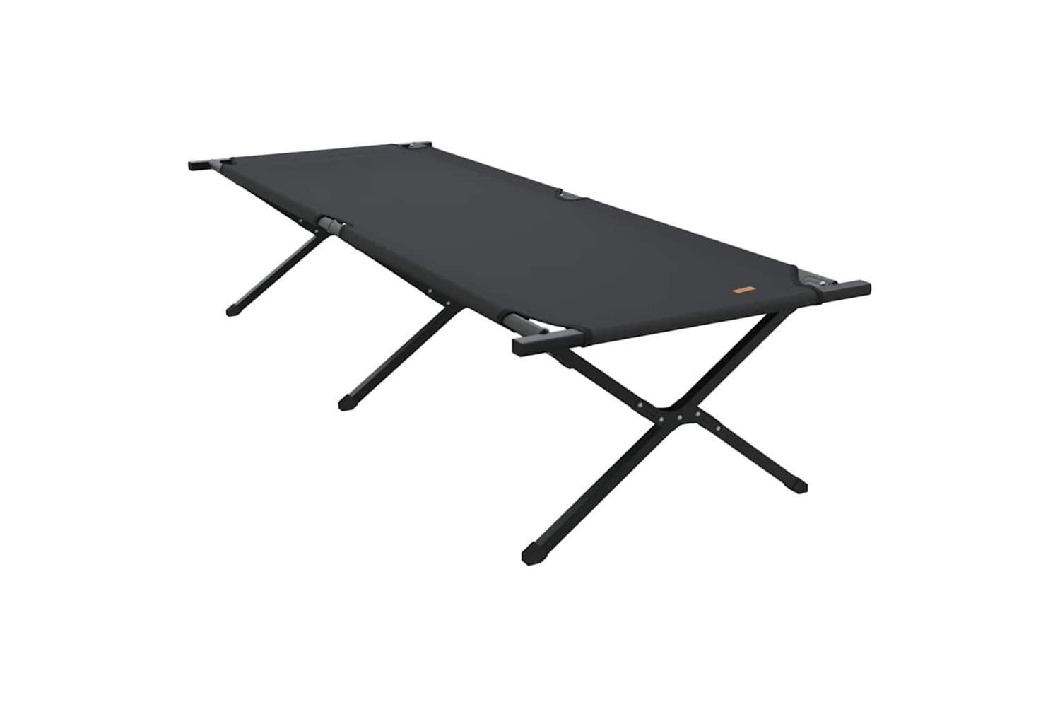 Vidaxl Folding Camping Bed Manual Black 210 X 80 X 46 Cm Oxford Fabric