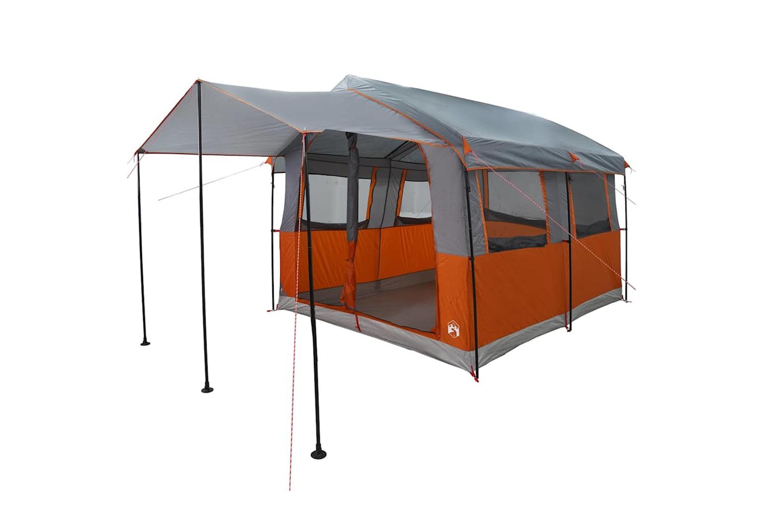 Vidaxl Family Tent With Roof Grey And Orange 324 X 255 X 230 Cm