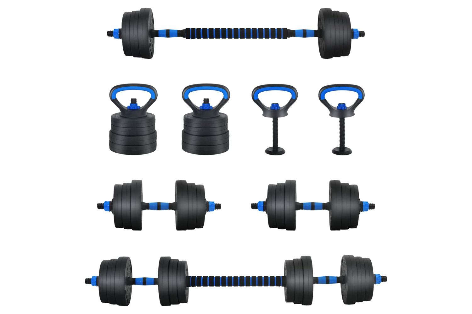 Vidaxl 4-in-1 Dumbbell Set Black And Blue 121 X 19.5 X 19.5 Cm