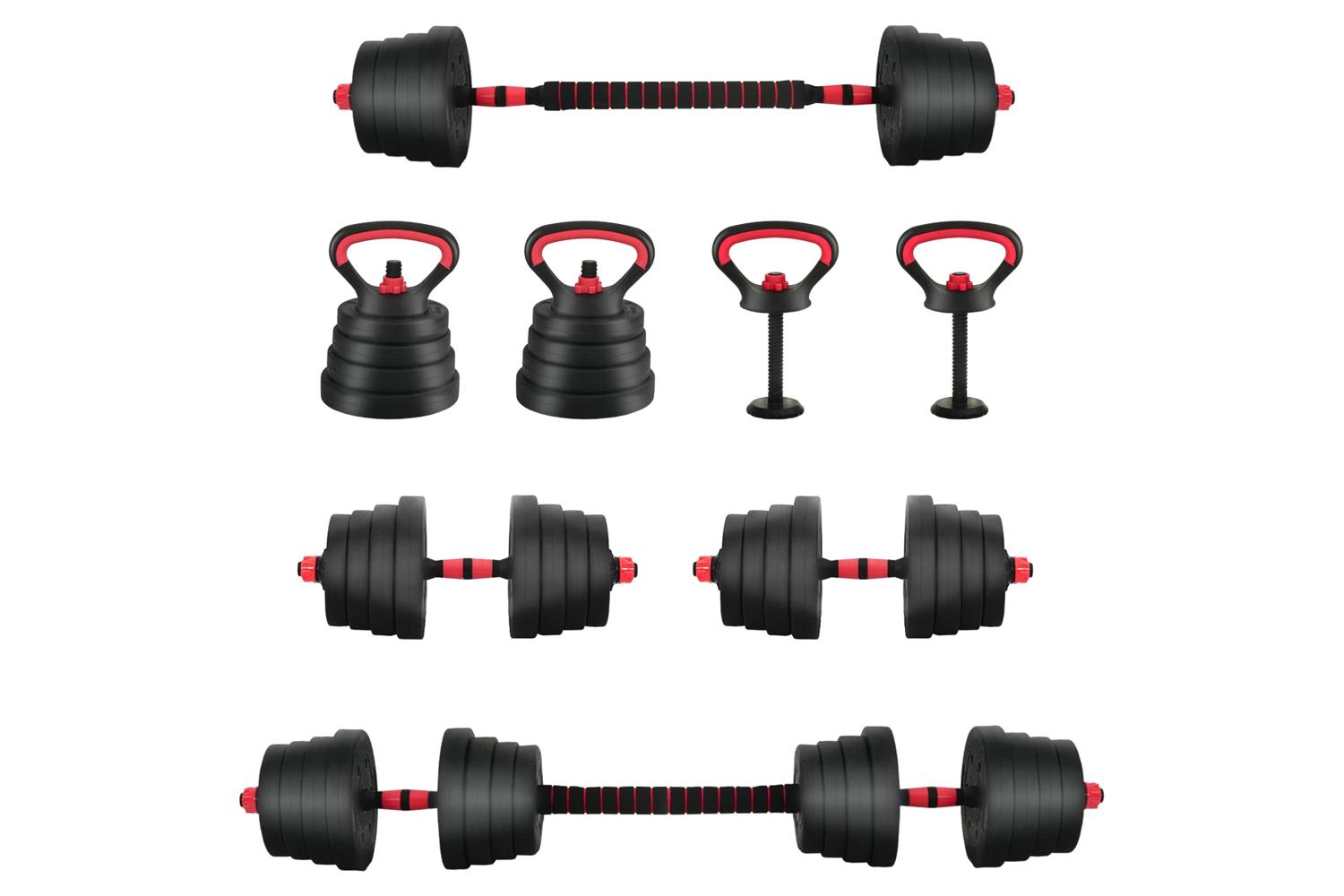 Vidaxl 4-in-1 Dumbbell Set Black And Red 121 X 19.5 X 19.5 Cm