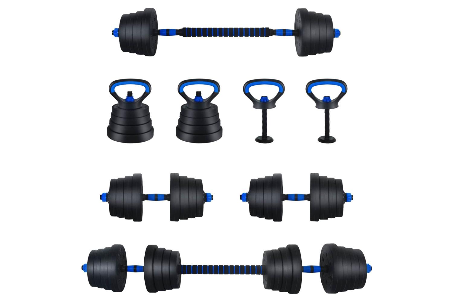 Vidaxl 4-in-1 Dumbbell Set Black And Blue 121 X 19.5 X 19.5 Cm