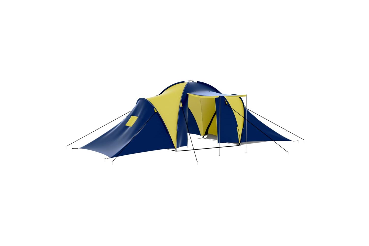 Vidaxl Camping Tent Polyester 9 Persons Blue-yellow