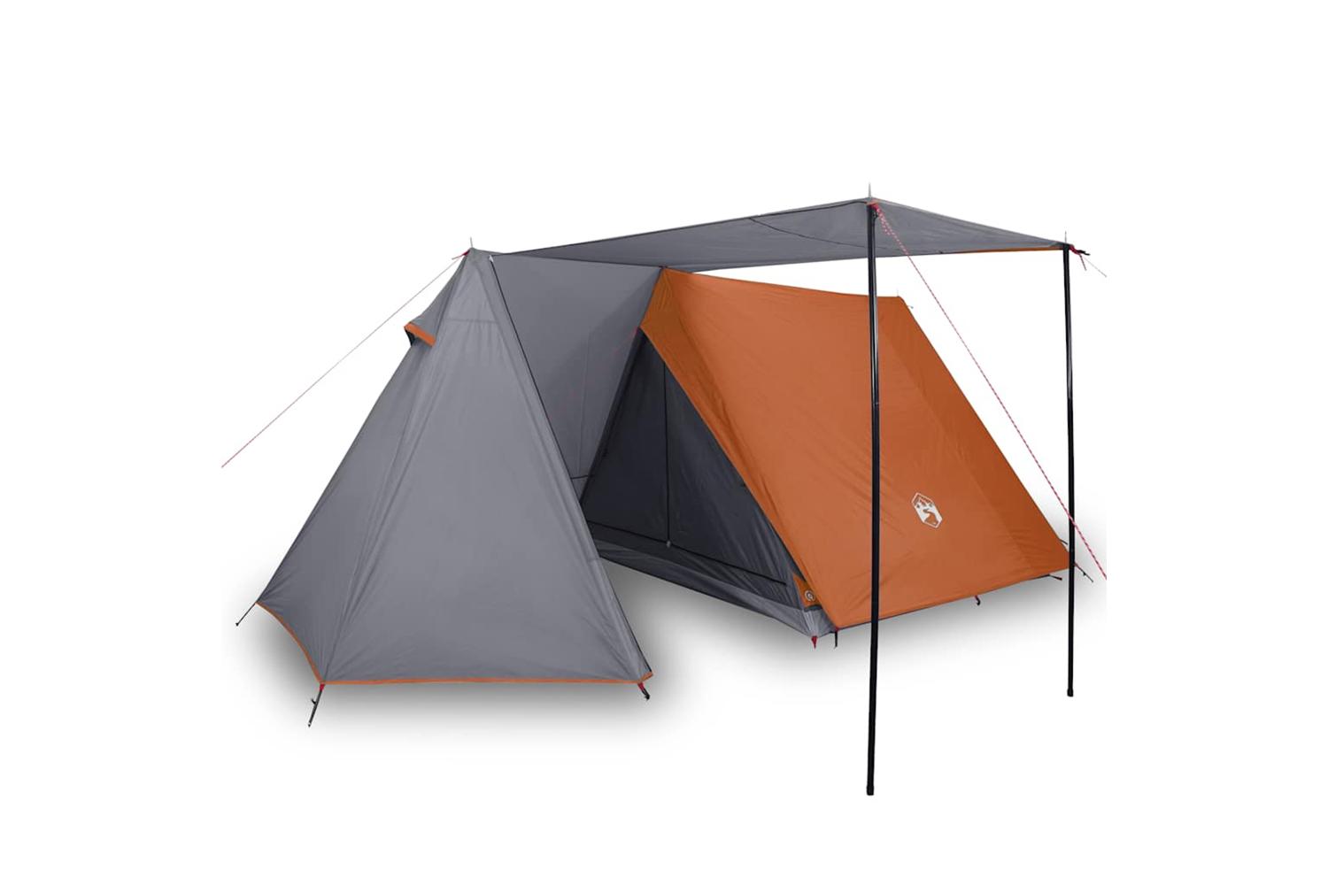 Vidaxl Camping Tent 3-person Grey And Orange Waterproof