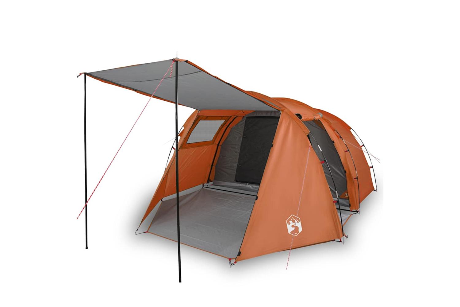 Vidaxl Camping Tent Tunnel 4-person Grey And Orange Waterproof