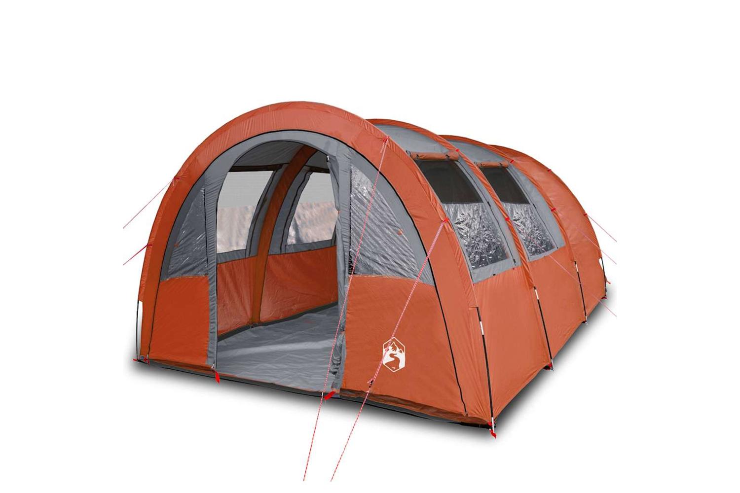 Vidaxl Camping Tent Tunnel 4-person Grey And Orange Waterproof