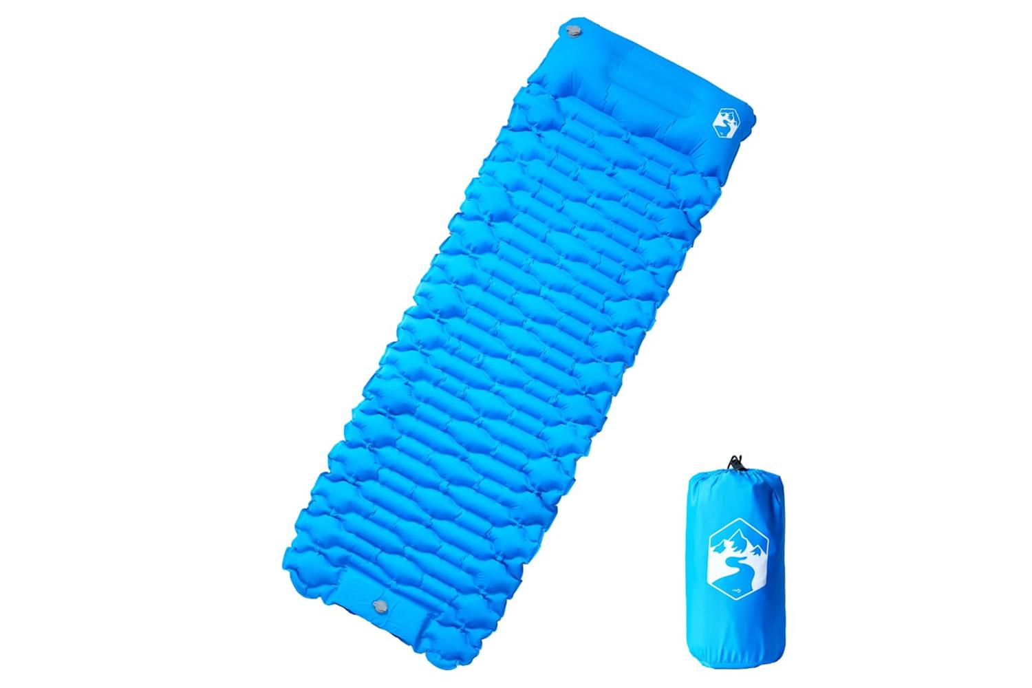 Vidaxl Self Inflating Camping Mattress With Pillow 1-person Blue