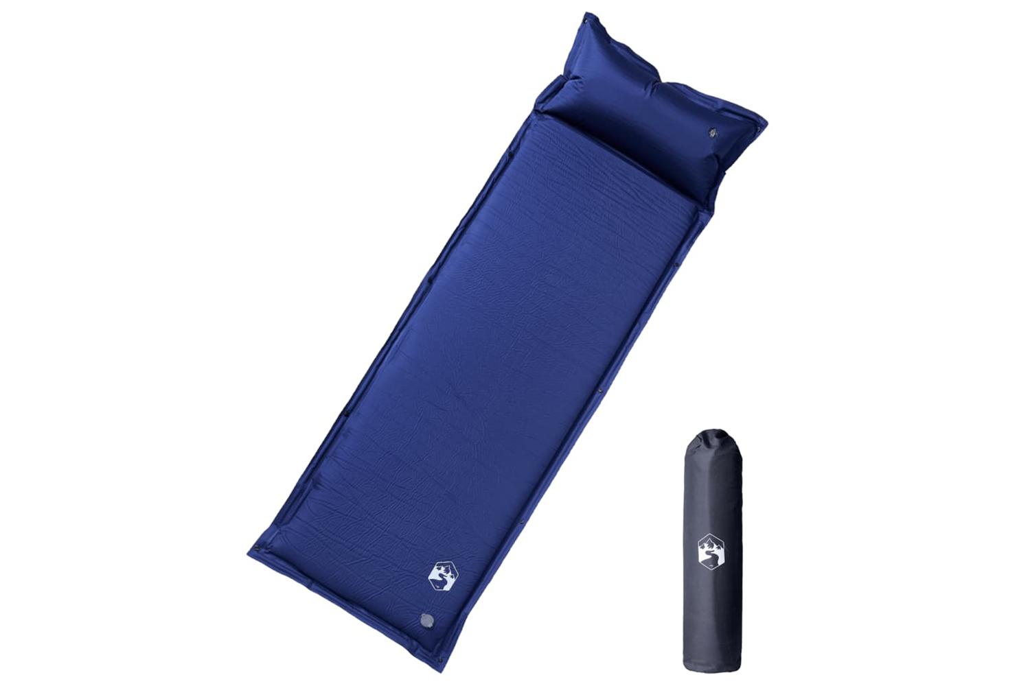 Vidaxl Self Inflating Camping Mattress With Pillow 1-person Navy Blue