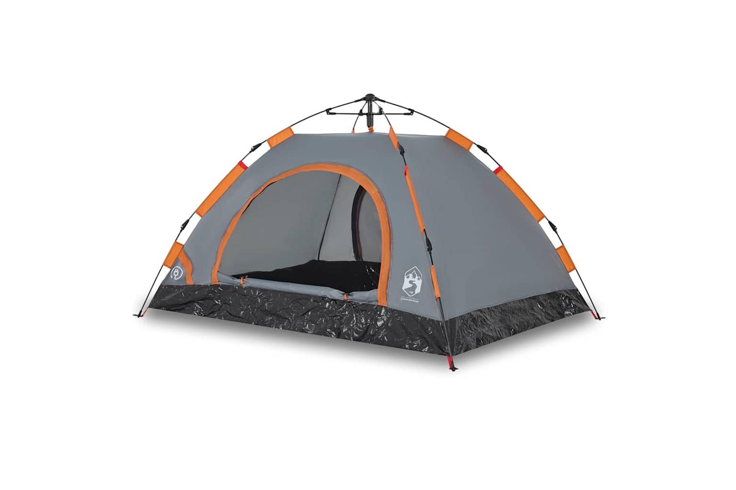 Vidaxl Camping Tent 3-person Grey And Orange Quick Release