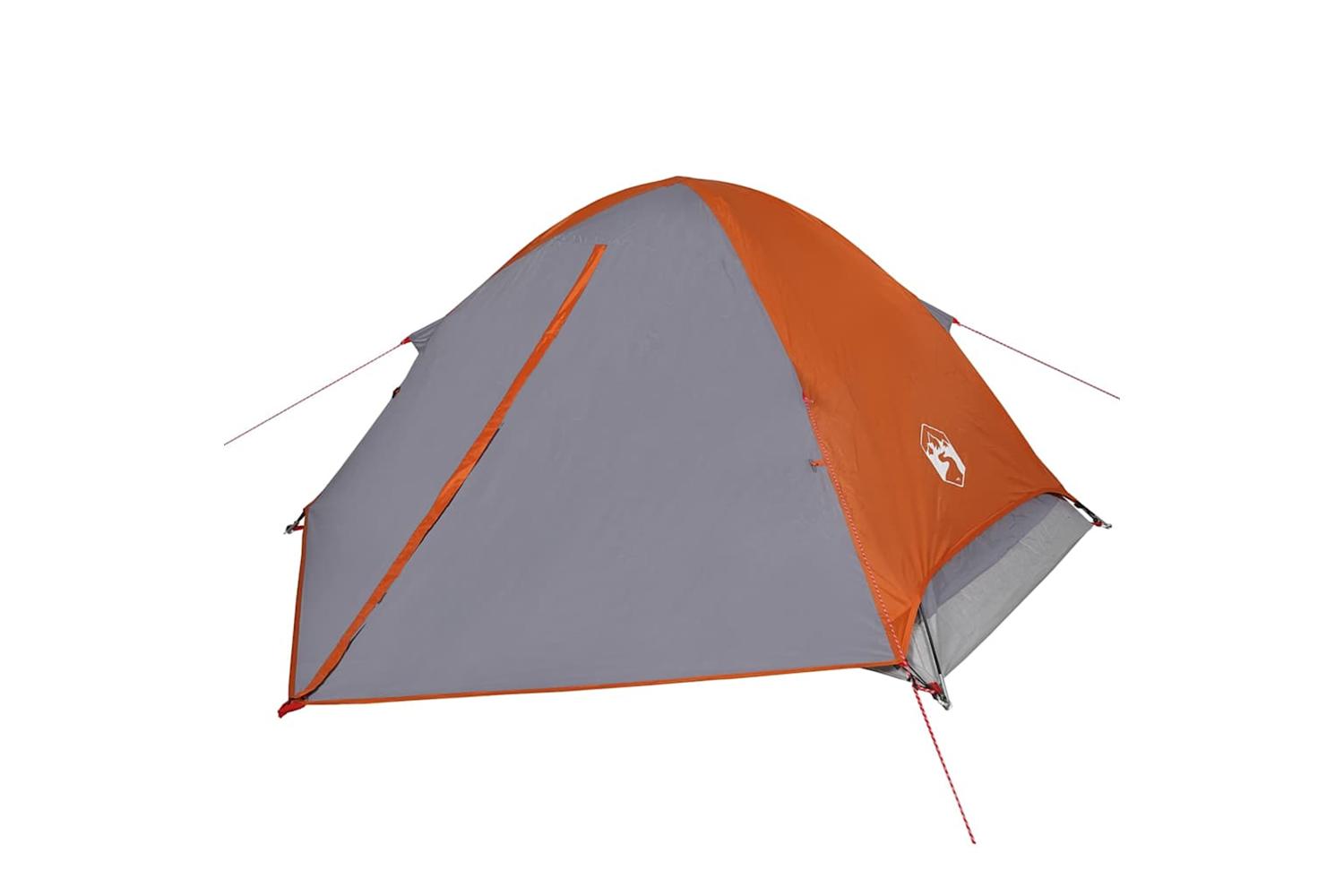 Vidaxl Camping Tent Dome 4-person Grey And Orange Waterproof